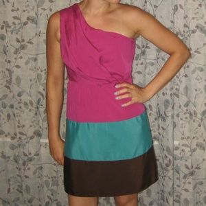 Lily Rose 1 Shoulder Block Color Dress sz XS